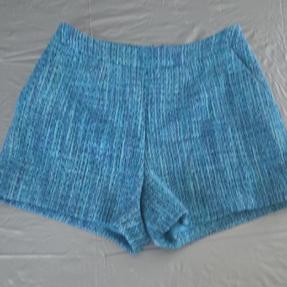 L'AGENCE Blue Ribbed Knit High-Waist Shorts